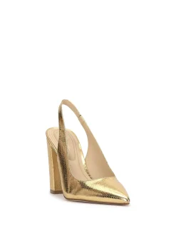 Jessica Simpson Noula Slingback Pointed Toe Pump In Gold< Pumps