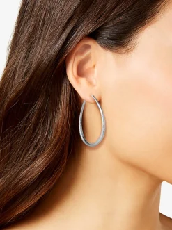 Jessica Simpson Oval Textured Hoop Earrings In < Earrings