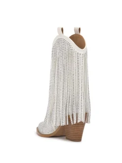 Jessica Simpson Paredisa Fringe Bootie In White< Bridal