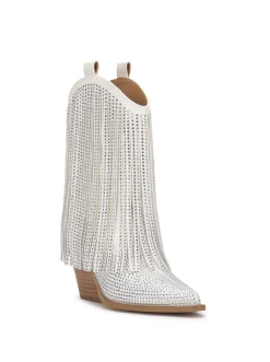 Jessica Simpson Paredisa Fringe Bootie In White< Bridal