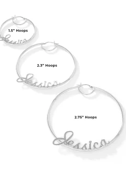 Jessica Simpson Personalized Hoop Earrings In Sterling Silver< Earrings|Personalized Jewelry