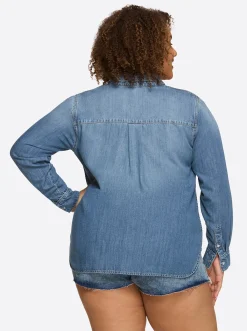 Jessica Simpson Petunia Shirt In < Denim|Tops & Tees
