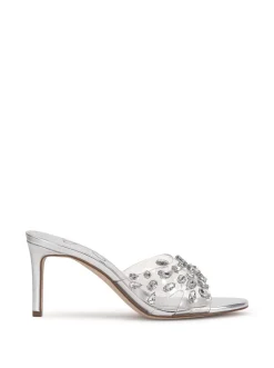 Jessica Simpson Primana Lucite Mule In Silver< Sandals