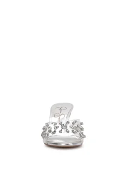 Jessica Simpson Primana Lucite Mule In Silver< Sandals