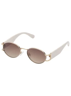 Jessica Simpson Retro Vintage Metal Oval Sunglasses In < Sunglasses