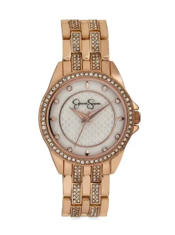 Jessica Simpson Gold Tone Mother Of Pearl Dial Bracelet Watch< Watches