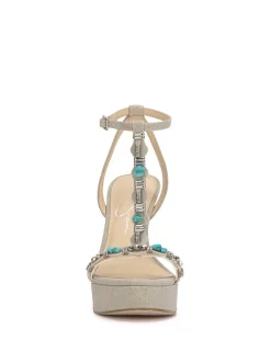 Jessica Simpson Saigee Embellished Platform In Natural< Platforms|Turquoise Collection