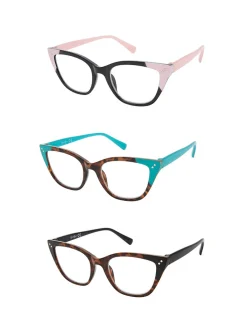 Jessica Simpson Set Of 3 Readers In Acqua & Black & Rose< Readers
