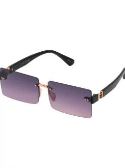 Jessica Simpson Sleek Rectangular Metal Sunglasses In Rose Gold & Black< Sunglasses