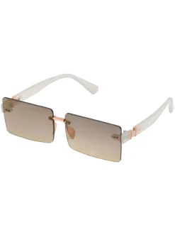 Jessica Simpson Sleek Rectangular Metal Sunglasses In Rose Gold & < Sunglasses