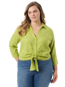 Jessica Simpson Soley Tie Front Top In < Sets|Tops & Tees