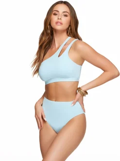 Jessica Simpson Solid One Shoulder Top With Slash In < Swim