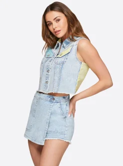 Jessica Simpson Sound Track Crop Denim Vest In < Denim|Sets