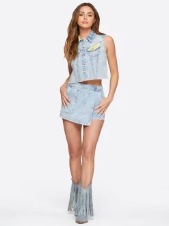 Jessica Simpson Sound Track Crop Denim Vest In < Denim|Sets