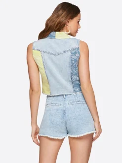Jessica Simpson Sound Track Crop Denim Vest In < Denim|Sets