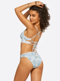Jessica Simpson Cropped Cami In White Multi< Swim|Two Piece Swim