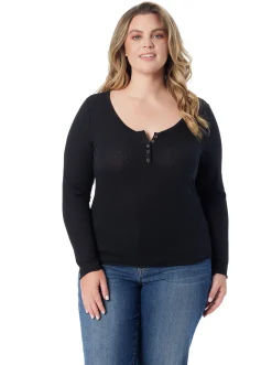 Jessica Simpson Tahani Henley Top In < Tops & Tees