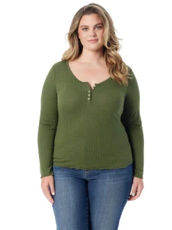 Jessica Simpson Tahani Henley Top In < Tops & Tees