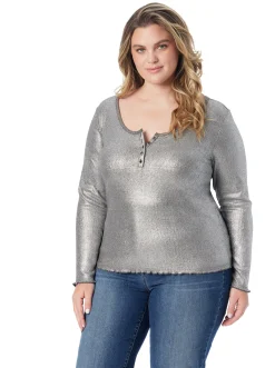 Jessica Simpson Tahani Henley Top In < Tops & Tees
