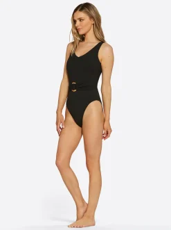 Jessica Simpson Textured Solids Belted One Piece In < Swim|One Piece Swim