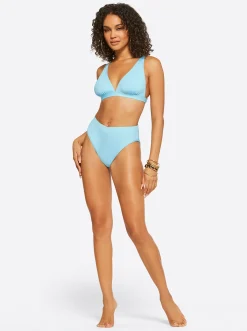 Jessica Simpson Textured Solids Full Support Triangle Bra In < Swim