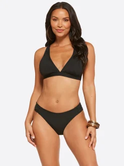 Jessica Simpson Textured Solids Full Support Triangle Bra In < Swim