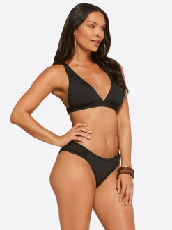 Jessica Simpson Textured Solids Full Support Triangle Bra In < Swim