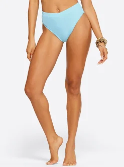 Jessica Simpson Textured Solids V Front High Waisted Bottom In < Swim|Two Piece Swim