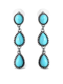 Jessica Simpson Three Stone Drop Earrings< Turquoise Collection|Earrings