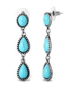 Jessica Simpson Three Stone Drop Earrings< Turquoise Collection|Earrings