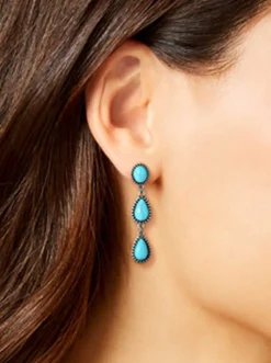 Jessica Simpson Three Stone Drop Earrings< Turquoise Collection|Earrings