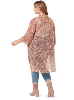 Jessica Simpson Tina Kimono In Leopard Swirl< Jackets, Blazers & Kimonos|Tops & Tees