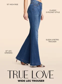 Jessica Simpson True Love Wide Leg Trouser Jeans In < Denim