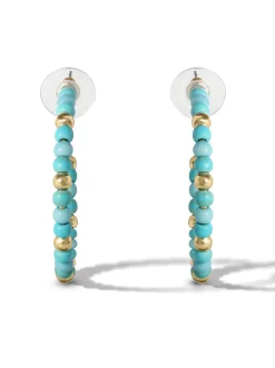 Jessica Simpson Turquoise Bead Hoop Earrings In < Turquoise Collection|Earrings