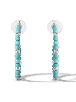 Jessica Simpson Turquoise Bead Hoop Earrings In < Turquoise Collection|Earrings