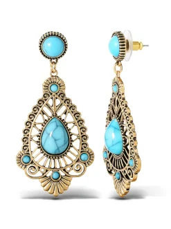Jessica Simpson Turquoise Stone Filigree Earrings< Turquoise Collection|Earrings