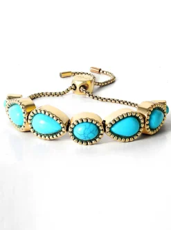 Jessica Simpson Turquoise Stone Slider Bracelet In < Turquoise Collection|Bracelets