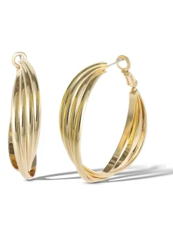 Jessica Simpson Twisted Layered Hoop Earrings In < Earrings
