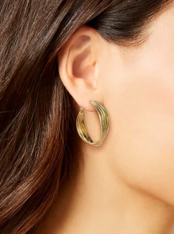 Jessica Simpson Twisted Layered Hoop Earrings In < Earrings