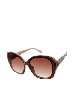 Jessica Simpson Two Tone Geometric In Brown & Nude< Sunglasses