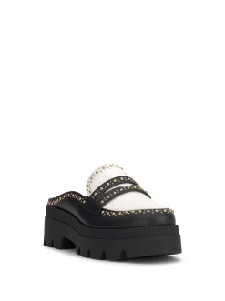 Jessica Simpson Uma Slip On Loafer In Black & White< Slides & Mules