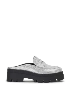 Jessica Simpson Uma Slip On Loafer In Silver< Flats|Slides & Mules