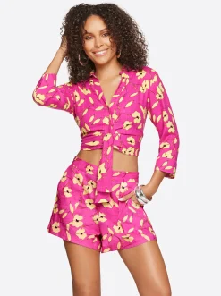 Jessica Simpson Wisteria Tie Front Top In < Sets|Tops & Tees