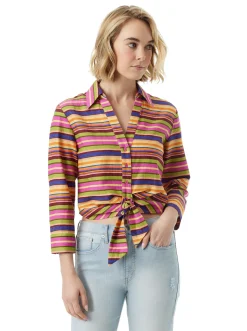 Jessica Simpson Wisteria Tie Front Top In < Sets|Tops & Tees